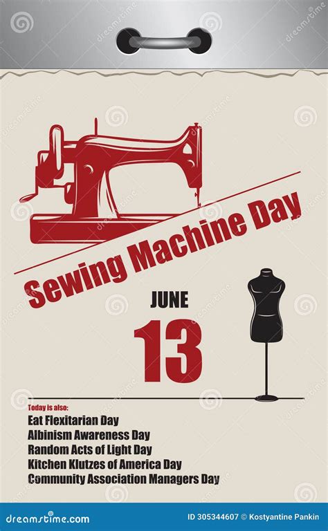 Sewing Machine Day Stock Illustration Illustration Of Away 305344607