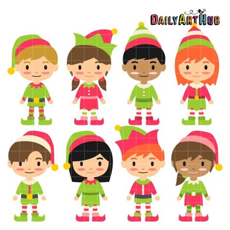 Christmas Elf Kids Clip Art Set – Daily Art Hub // Graphics, Alphabets & SVG