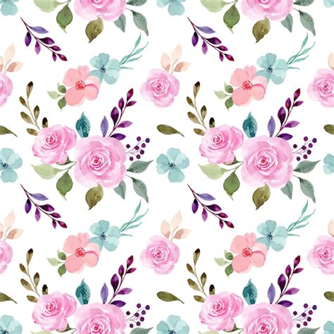 Free Vector Pink Flower Watercolor Seamless Pattern