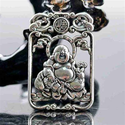 CHINESE Old Copper Plating Silver HANDMADE MAITREYA BUDDHA PENDANT A01