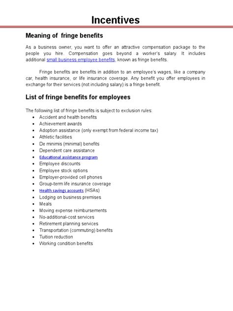 Fringe Benefits | Employee Benefits | Employment