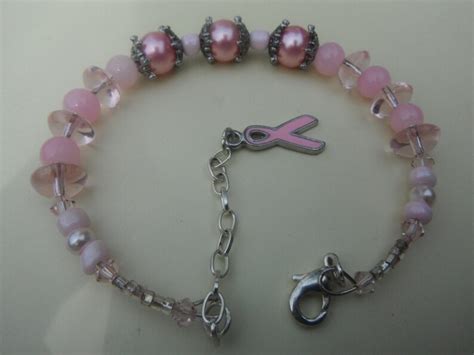 Breast Cancer Awareness Bracelet With Pink Enameled Ribbon Charm - Etsy