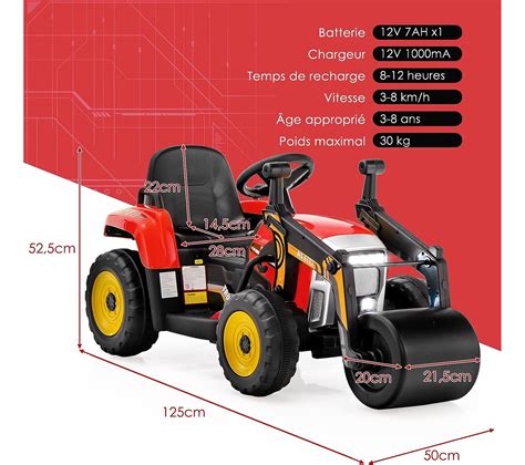 Voiture Lectrique Enfants V Avec Rouleau Compresseur R Glable