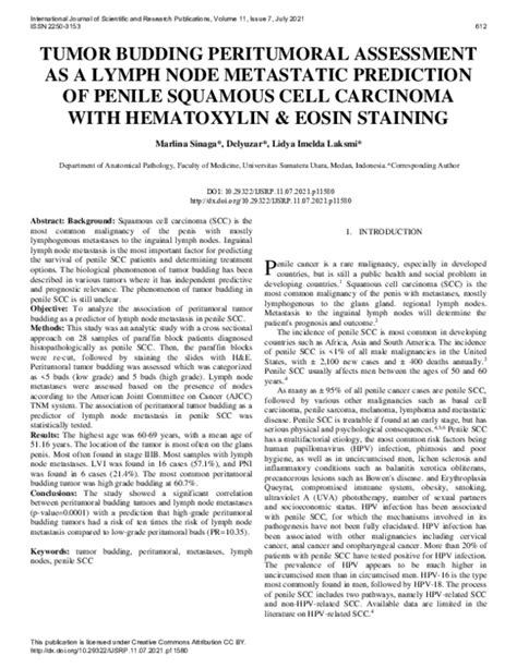 Pdf Tumor Budding Peritumoral Assessment As A Lymph Node Metastatic Prediction Of Penile