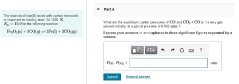 Solved The reaction of iron(III) oxide with carbon monoxide | Chegg.com