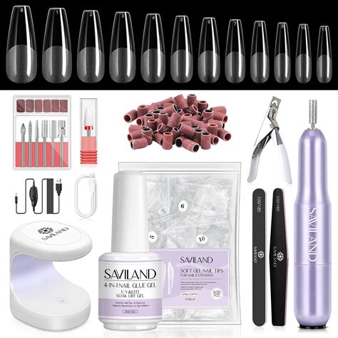 Saviland Gel X Nail Kit Pcs Nails Tips And Glue Gel Kit With Nail