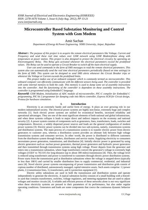 Pdf Microcontroller Based Substation Monitoring And Control System