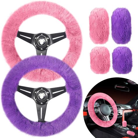 Amazon Datanly Fluffy Steering Wheel Cover Set For Women Fuzzy