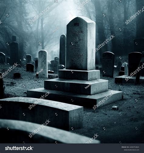 Scary Night Cemetery Grave Spooky Graveyard Stock Illustration ...