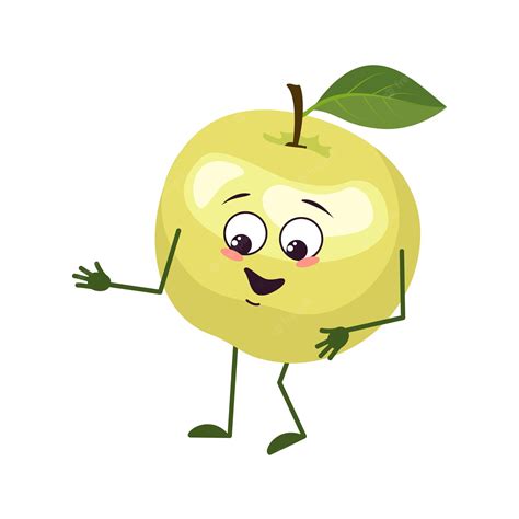 Premium Vector Cute Apple Character With Joy Emotions Smiling Face