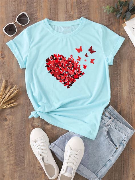 Butterfly Print Tee Printed Tee Women Printed Tees Clothes