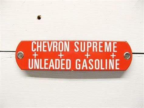 Vintage Porcelain Enamel Gas Tag Chevron Gasoline Pump Nos Etsy Vintage Porcelain