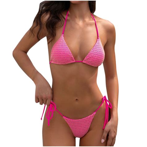 RYRJJ Women S Sexy Halter Thong Bikini Swimwear Triangle Top Tie Two