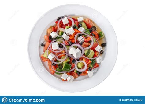 Griekse Salade Met Feta Kaas Organische Kalamata Olijven Juicy Tomaten