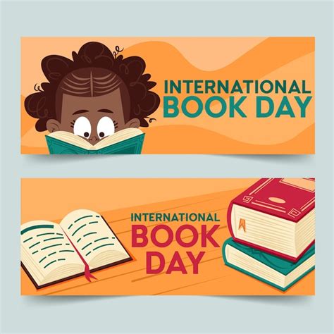 Free Vector Hand Drawn World Book Day Horizontal Banners