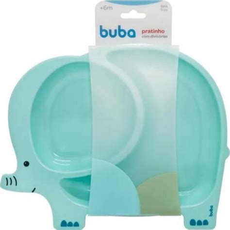 Prato Infantil Bebe Divisória Introdução Alimentar Azul Buba Kit