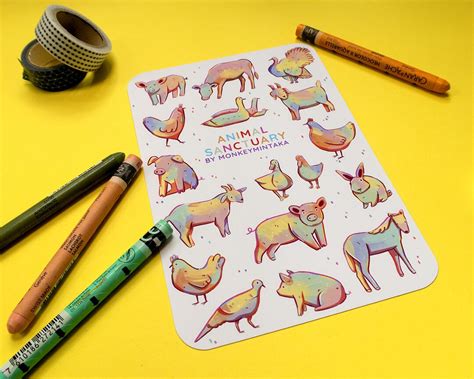 Animal Sanctuary Stickers Sheet Planner Stickers Bujo Stickers Animal ...