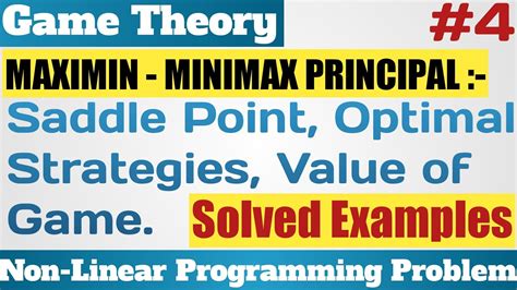 8 Game Theory Maximin And Minimax Principle Saddle Point Optimal