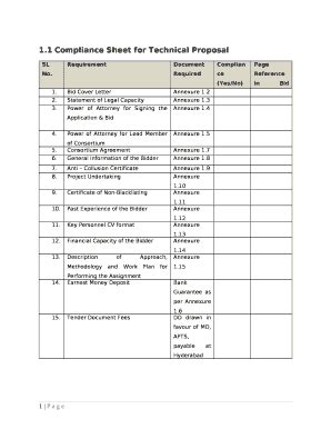 Compliance Sheet For Tender Complete With Ease Airslate Signnow