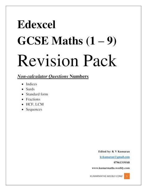 Pdf Edexcel Gcse Maths 1 Revision Packkumarmathsweeblycom 1