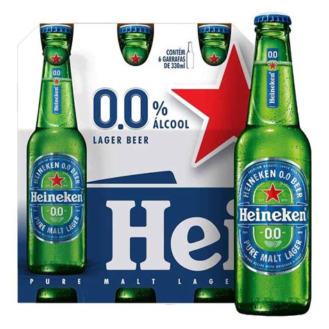 Cerveja Heineken Zero Álcool Long Neck 330ml Pack Com 6 Unidades