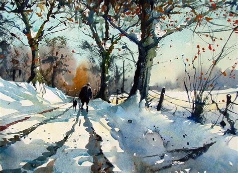 Tim Wilmot Watercolours: Road to Old Sodbury, Winter