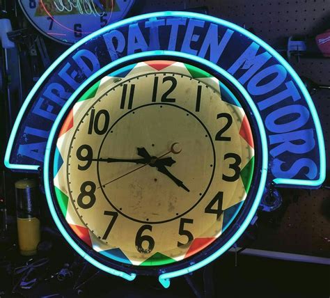 Restored Original Alfred Patten Motors Neon Clock Vintage Clock Neon