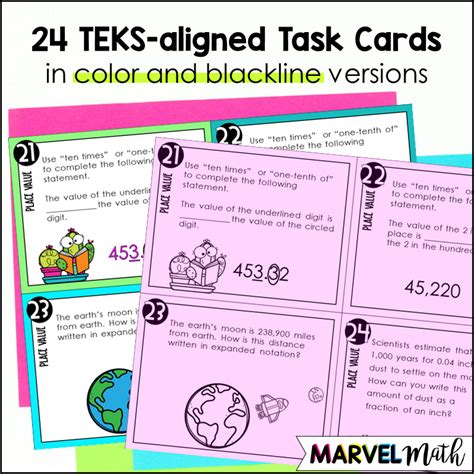 Th Grade Place Value Staar Review Task Cards Printable Marvel Math