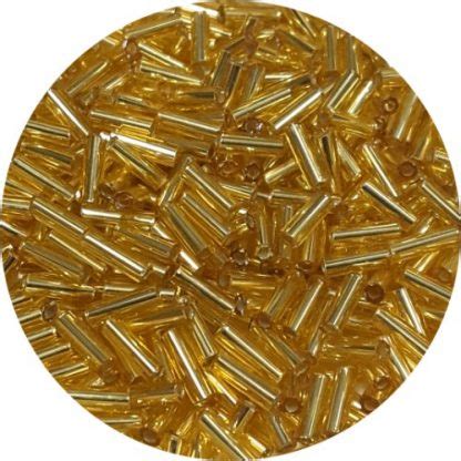 Silver Lined Gold Plain Bugle Beads X 10g Bead Monster