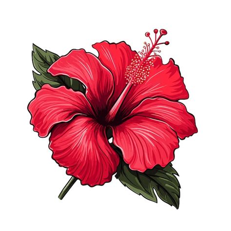 Handgezeichnete Flache Hibiskusbl Ten Illustration Premium Vektor