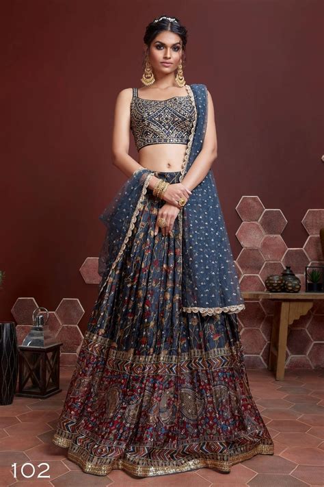 Blue Silk Embroidered Designer Lehenga Choli Lehengas Designer Collection