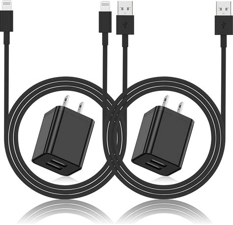 Iphone Charger And Wall Plug 2pack 6ft Lightning Cable Cord With Fast Dual Port Usb