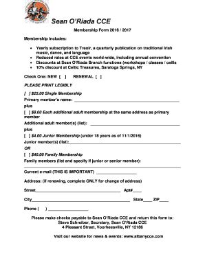 Fillable Online Membership Form 2016 2017 Fax Email Print PdfFiller