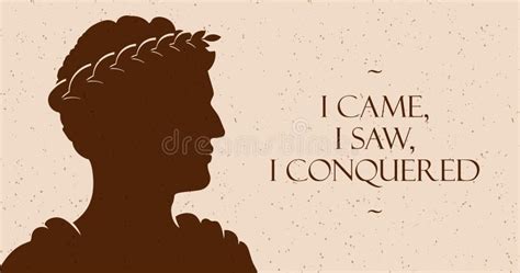 Ancient Style Vector Banner With Caesar Silhouette And I Came I Saw I