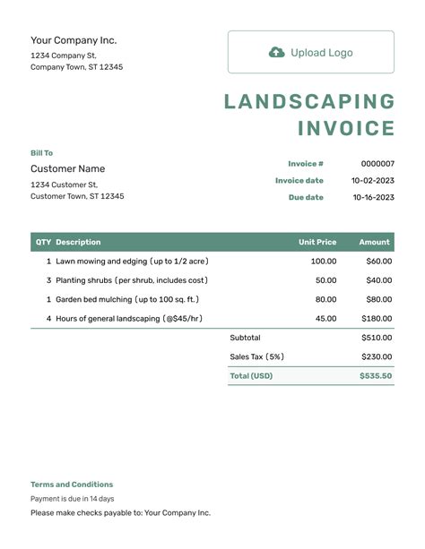 Free Landscaping Invoice Template Docelf