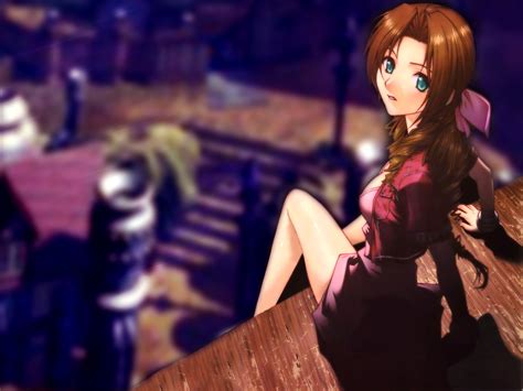 Aerithgainsborough Blueeyes Bow Brownhair Building Finalfantasy Finalfantasyvii Longhair