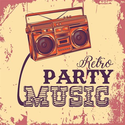 Premium Vector Retro Party Music Poster With A Boombox And The Words