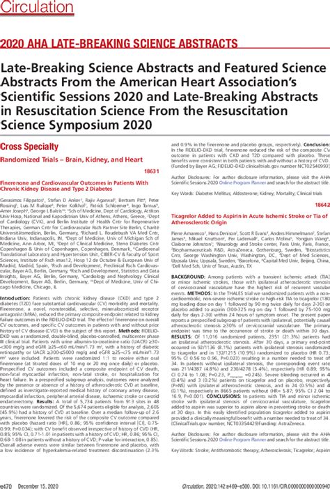 Late Breaking Science Abstracts And Featured Science Abstracts From The