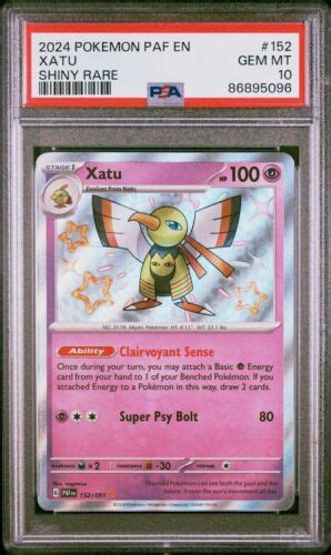 2024 Pokemon Paldean Fates 152 Xatu Shiny Rare PSA 10 Card GEM MINT