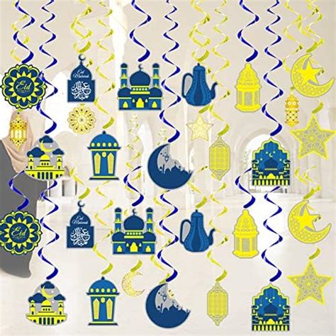 Amazon 30 Pcs Ramadan Mubarak Decorations Eid Mubarak Ceiling