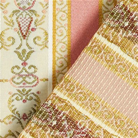 M Belstoff Jacquard Biedermeier Streifen Creme Altrosa M Belstoffe