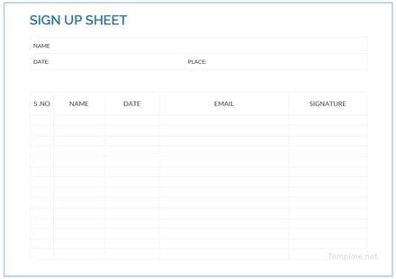 Sample Sign Up Sheet Template In Microsoft Word PDF Apple Pages