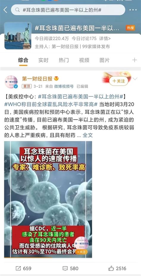 美国爆发耳念珠菌感染，一半患者死亡，和咱有关系么？疫情新冠念珠菌新浪新闻