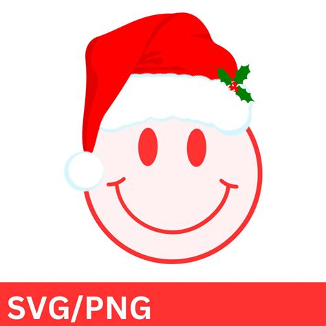 Santa Smiley Face Svgpng Smiley Face Svgpng Christmas Etsy