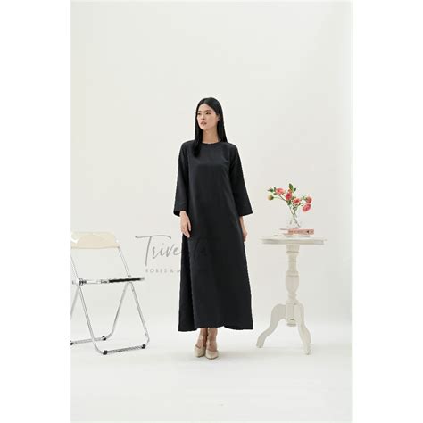 Jual Trivesta Robes Dress Inner Krah Bulat Satin White Nude Black Bisa Untuk Dalaman Hijab