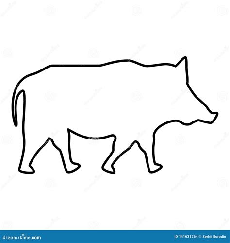 Warthog Black Hand Drawn Realistic Outline Vector Image