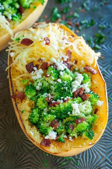 Cheesy Bacon Broccoli Stuffed Spaghetti Squash Spaghetti Squash