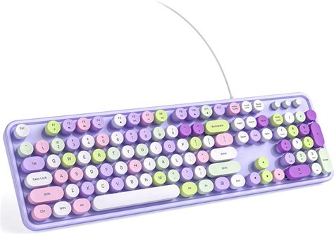 Knowsqt Teclado Para Computadora Con Cable Color Morado Y Colorido