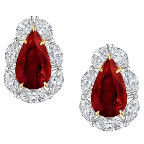 Pear Shaped Rubies Weighing 9 12 Carats GIA Certified Surrounded By