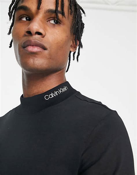 Calvin Klein Long Sleeve T Shirt With Logo Print In Black Asos